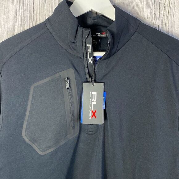 Ralph Lauren RLX Performance Quarter-Zip Pullover Black NWT Size m 200 - Picture 2 of 12